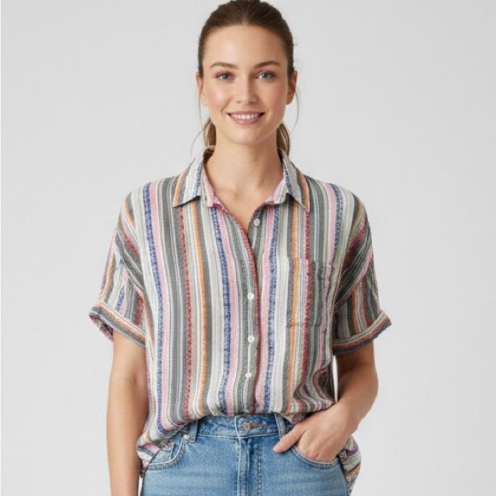 Striped Button-Up Top